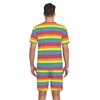 BRIVOKA Men's Rainbow Stripe Short Sleeve Pajama Set Rainbow PJ