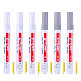 6 Pcs Caulking Pens With Replacement Tip, Grout Repair Pen, Tile Repair Pen, Gap Filler Pen, For Bathroom And Kitchen Tiles, Etc. (Light Gray/White)