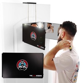 The 360 Mirror - 3 Way Mirror for Self Hair Cutting - Adjustable Trifold Barber Mirror to Cut Your Own Hair - Tri Fold Self Haircut System for Men - Three Sided Mirror for Haircuts (With LED)