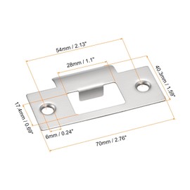 Door Strike Plate, 2Pcs 70mm x 40.3mm 201 Stainless Steel Latch Deadbolt Strike Plate for Door Frame Door Jamb, Silver