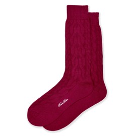 Brooks Brothers Men's Merino Wool Blend Argan Cable Knit Crew Socks, (US, Numeric, 7.5, 12, Regular, Regular, 95659 Red (1 Pair))