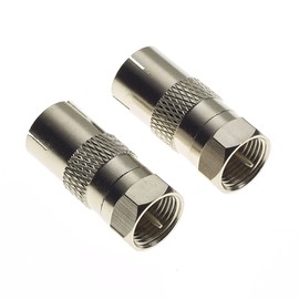 TV Aerial Plug to F Male for TV and Radio | F Type Male to IEC Coax Female Satellite Cable Connector | Pack of 2