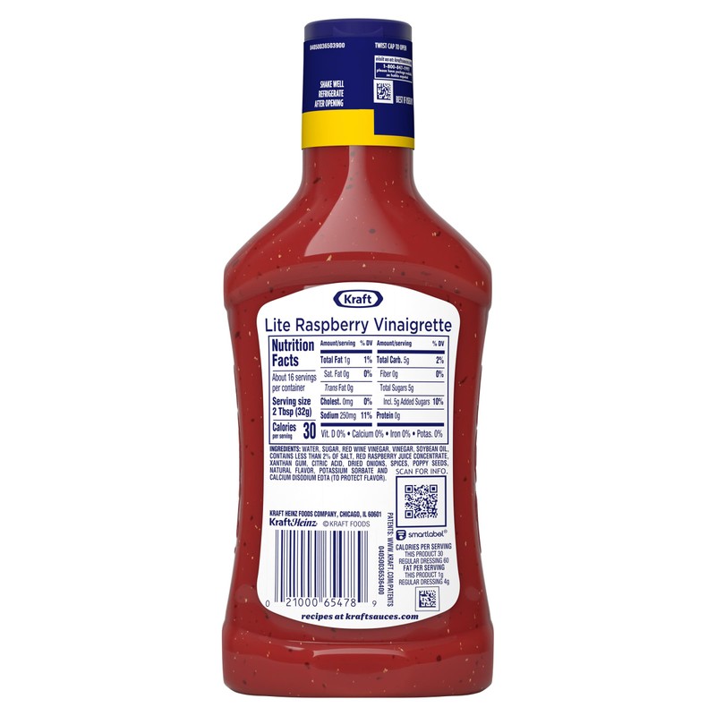 Kraft Lite Raspberry Vinaigrette, 16 fl oz Bottle