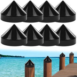 JYINCPED 9.5 Inch Piling Caps for Dock,Cone Pylon Cap for Marine Dock Post Pole Pipe Head,Dock Pylon Cover Caps for Marine Boat, Floating Docks, Piers,Black