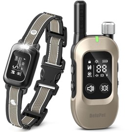 Delupet 2-in-1 Dog Bark & Shock Collar – 4500FT Dog Training Collar with Remote, 3 Training Modes & LED Light, IPX8 Waterproof E Collars with Anti-Barking for Small Medium Large Dog (Titanium)