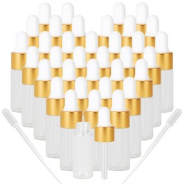 AGZHTYJQ 36pcs 5ml Mini Cuticle Oil Dropper Bottle Serum Travel Container Clear Glass Dropper Bottle For Perfume Cosmetics Liquid Aromatherapy Lab Sample Bottles With 2 Droppers