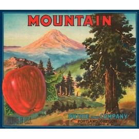 WONDERFULITEMS Mountain Apple Portland Oregon USA Fruit Crate Label 12" X 14" Image Size Print Reproduction