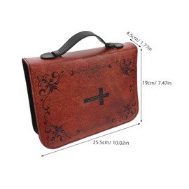 Hohopeti Handmade Bible Cover with Vintage Cross Design Zippered Book Protector Case Portable Tote Bag for Travel and Church Study Easy to Clean and Space Saving Book Holder