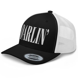 RIVEMUG BW Darlin' Embroidered Curved Bill Trucker Hat Mid Crown Adjustable Cap for Women Black/White
