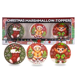 Christmas Marshmallow Toppers, Perfect for Hot Cocoa Toppings or Dessert Decorating Candy, Holiday Designs, 3 Count