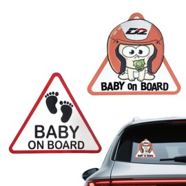 PHIOMUUE 2 PCS Baby on Board Sticker for car,Baby on Board Warning Sign for car,Safety Sign for Rear/Side Windows & Bumpers,Ultra Durable Weatherproof