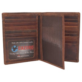 CAZORO Men's Hipster Bifold RFID Blocking Vintage Leather Multi-Card ID Holder European Wallet for Men (Burgundy)