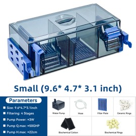 Bluecoco Multi Layer Aquarium Fish Tank Filter with Waterfall Oxygenation Suitable for 5-50 Gallon Fish Tanks, Flexible Mounting, Dust & Splash Protection