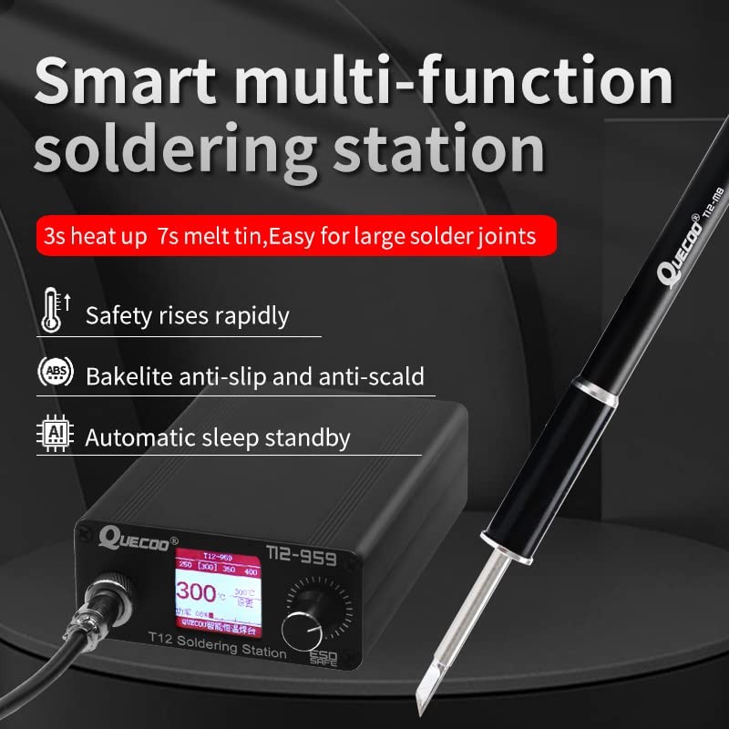 QUECOO T12-959 Soldering Iron Station Kit, LCD Screen with T12