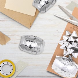 Glick Luxury Silver Bow/Curling Ribbon Multipack, Perfect for use in Birthday, Christmas, Valentine and Other Celebrations, Arts & Crafts, Silver, Gift Bow