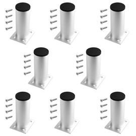 TOVOT 8PCS 4" Cabinet Legs Adjustable Round Kitchen Legs Heavy Duty Furniture Leveling Feet Aluminium Alloy Feet for Table Sofa Desk (Sliver and Black)