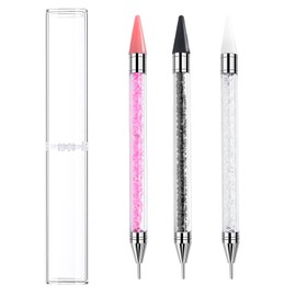 3 Pcs Rhinestone Picker Dotting Pen - Dual-Ended Rhinestone Picker Tool, Acrylic Handle Rhinestones Applicator, Diamond Painting Pen, DIY Nail Art Tool for Gems Crystals Studs Beads