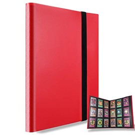 AITIME 360 Pockets Trading Card Binder Album, Side Loading PP Pockets Sleeves, Cards and Coupons Protector Storage Book (Red)