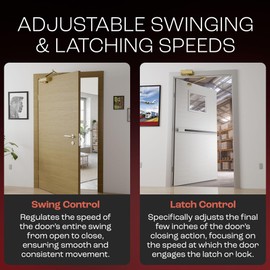 PrimeWare DC-300 Automatic Adjustable Door Closers for Home | Soft Close, No Slam | Residential and Commercial Door Closer | Level 3 | for Doors Weighing 90-140 lbs | Hydraulic Door Spring - Gold