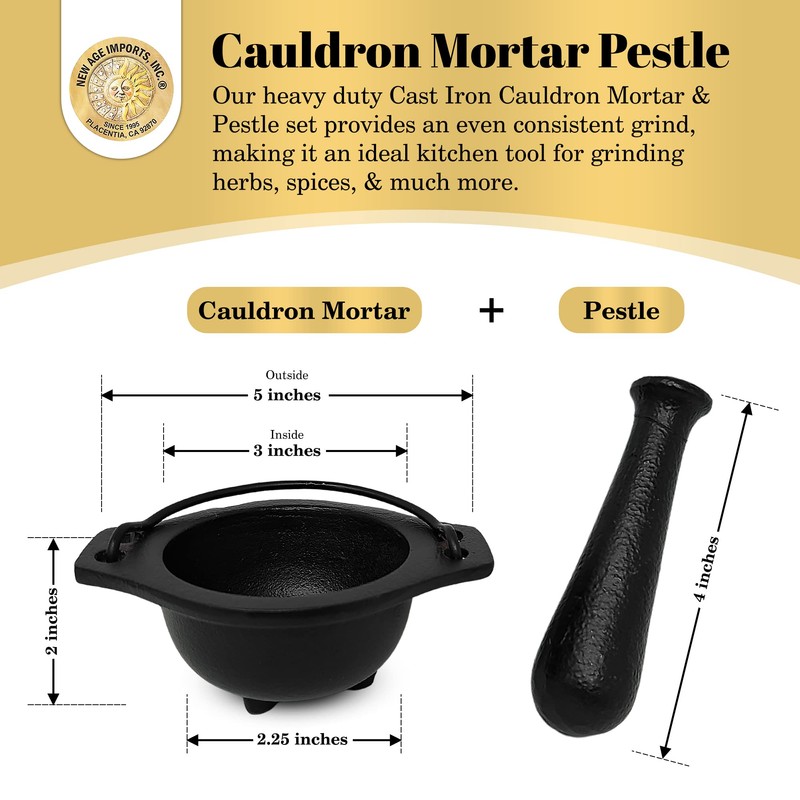 Cast Iron Cauldron Mortar and Pestle Set (MP3-Cauldron Mortar &