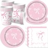 Bikasun Pink Bow Party Tableware Set Princess Children's Birthday Tableware