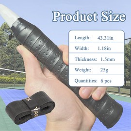 braxan Baseball Bat Grip Tape, 0.7mm Softball Bat Handle Cover, Non-Slip, Shock-Absorbing for Baseball Bat, Badminton Rackets, Tennis Rackets, Fishing Rods etc (Black, 6 Volumes)