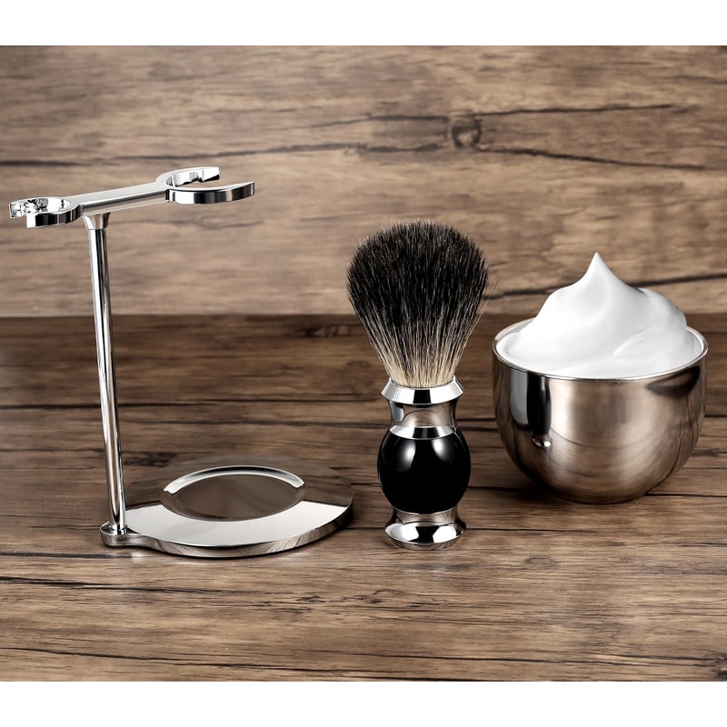 GRUTTI Premium Shaving Brush Set，Luxury Razor and Brush Stand Soap