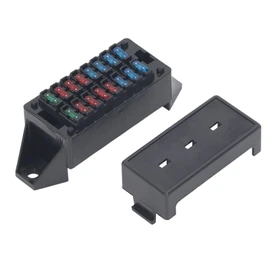 16 Way Automotive Fuse Box, ABS Material High Temperature Resistant, 16 Fuses 32 Wire Terminals, for Car Bus Boat