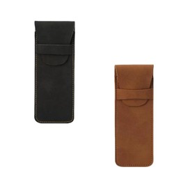 Loopunk 2 Piezas estuche de pu para,pluma estilográfica manga de lápiz,decorativa bolsa protectora para,para bolígrafo antiguo titular de la pluma bolsa de regalo PU (Negro + Marrón)