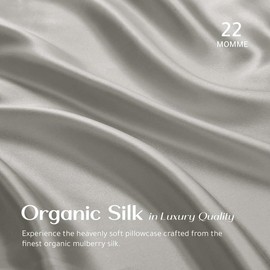 RENESSY Organic Silk Pillowcase 40 x 60 cm - 100% Organic Mulberry Silk, 22 Momme, Naturally Hypoallergenic, Promotes Hair and Skin Health, 1 Piece (Light Grey)