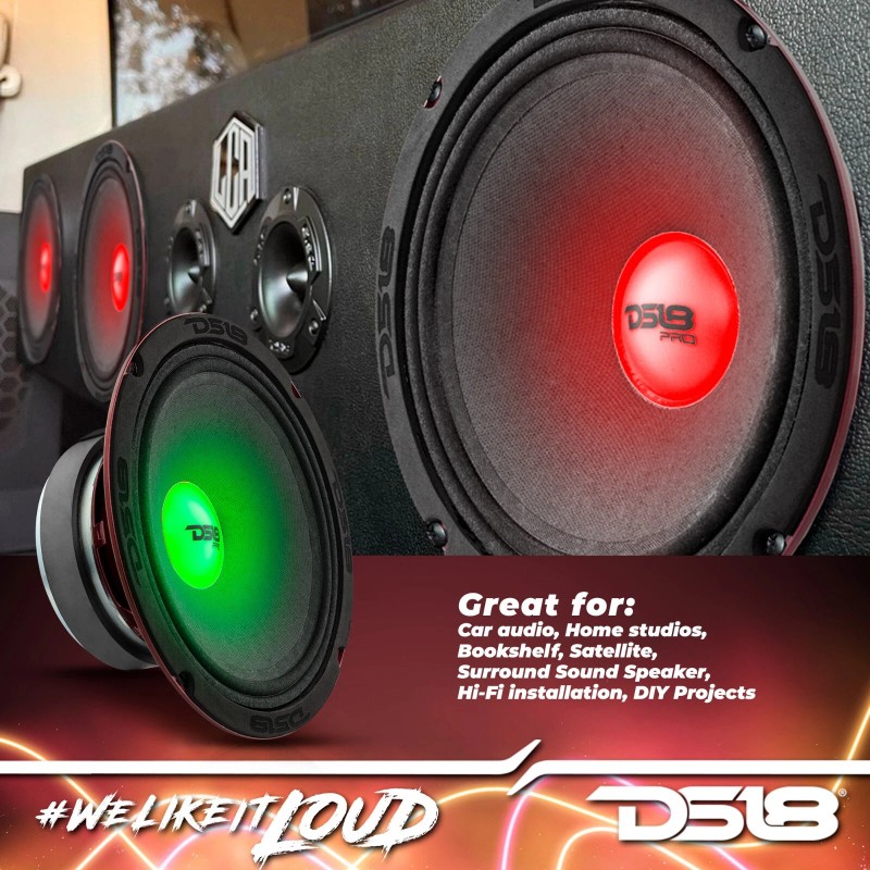 DS18 PRO-X8.4RGBCAP 8" Mid-Range Loudspeaker 550 Watts 4-Ohm With RGB