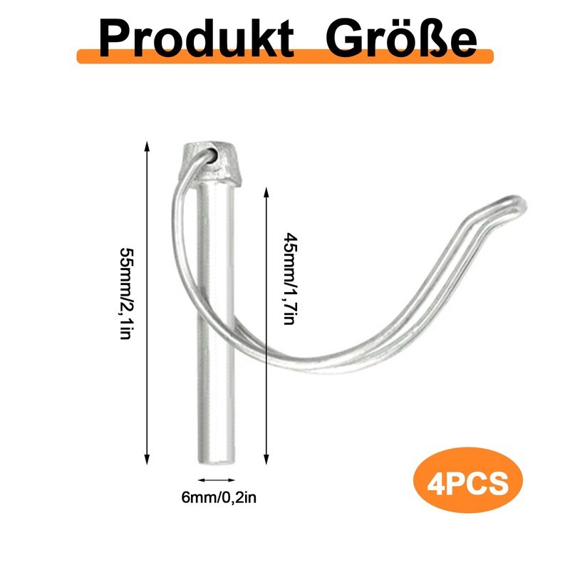 Pack of 4 Pipe Folding Pins, 6 x 45 mm