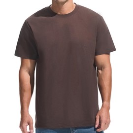 VEIISAR Men's Midweight Crew Neck T-Shirt - 210GSM Soft Cotton Blend, Regular Fit for Cooling Comfort Coffee XL