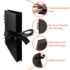 MOSTFUN Scrapbook Photo Albums, DIY Memory Album 100 Pages Photo Album Craft Paper with Scrapbook Accessories Couples Scrapbook Baby Scrapbook for Anniversary, Wedding,Travelling, Baby Shower Black