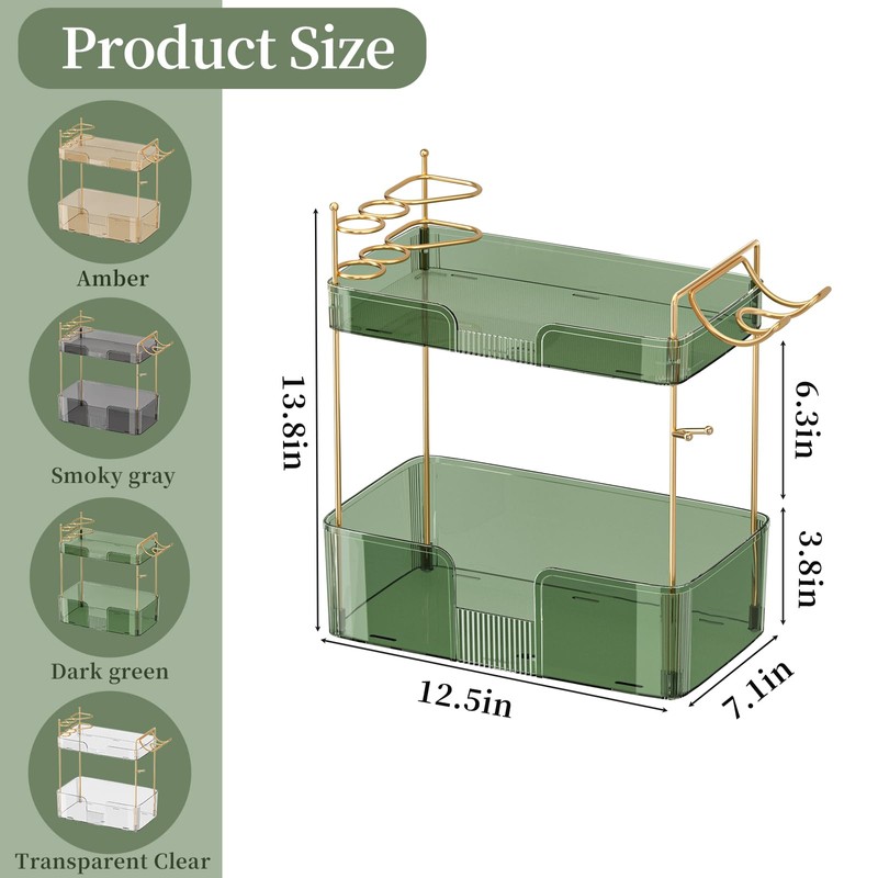Shuang Qing Countertop Storage - 2 Tier Green, Bathroom Counter
