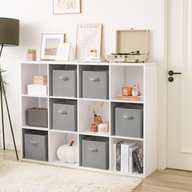 GRANNY SAYS Cube Storage Bins, 11x11 Storage Cube Organizer, Foldable Fabric Storage Bins with Handle, Cubby Storage Organizer, Closet Basket for Shelves, Bedroom, Office, Gray, 6-Pack