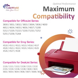 ColoWorld Remanufactured 63 Ink Cartridges Replacement for 63XL Ink Cartridge Combo Pack Black Color Compatible for 4520 3634 3830 5252 4650 5258 4655 4652 3636 3630 Printer