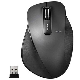 Elecom M-XGL10DBSBK Wireless Mouse (Receiver Included) 5 Buttons (Equipped with Back/Forward Button), Quiet, Blue LED, Extreme Grip, Black, Size L