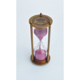 NAUTICAL COLLECTION | Decorative Antique Brass Hour Glass 3 Minute Sand Timer Metal Unique Sandglass for Gifts Games Kitchen Home Office Decoration