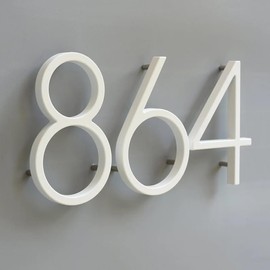 5" House Numbers Address Numbers for Outside, Metal Floating Modern Door Numbers for House Door Mailboxs Numbers with Nail Kit(White 8)