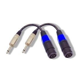 Sam&Johnny Speakon Female Connector to 1/4" Male TS Speaker Cable, Speakon to 1/4" Mono Speaker Cable, 12AWG 1/4 Inch TS to Speaker Cable - 2 Pack