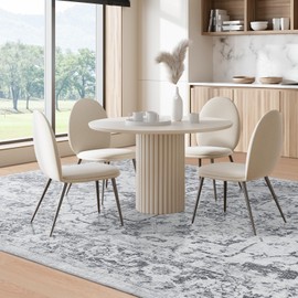 Area Rug 8x10, Washable Rug for Living Room, Large Area Rugs for Bedroom, Vintage Rug 8x10 for Dining Room, Non Slip Soft Low Pile Indoor Carpet for Kitchen, Dining Room, Office, Farmhouse, Grey