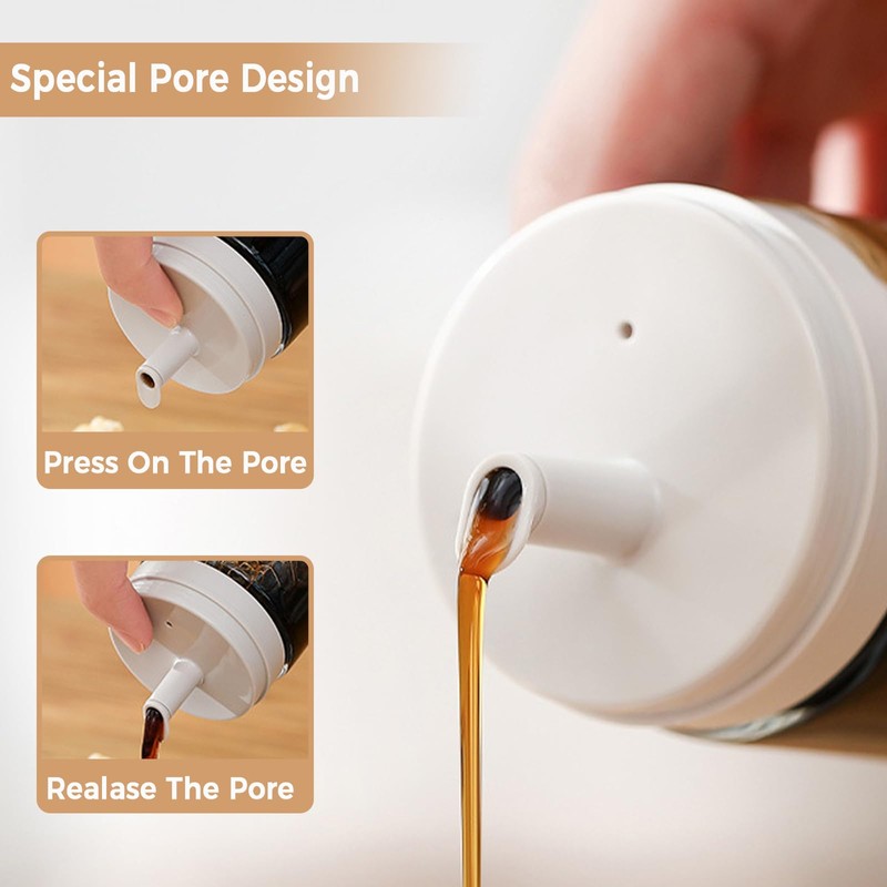 Kwude 2-Pack Leakproof Small Glass Oil and Vinegar Dispenser Bottles