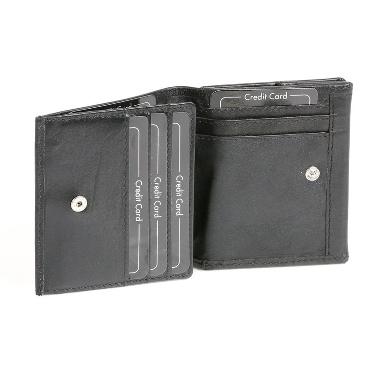 Small Leather Boxed Style wallet with large coin compartment LEAS,