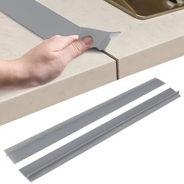 Pack of 2 Worktop Connecting Rail for Kitchens, Kitchen Top, Worktop Gap Filler, Joint Strip Worktop, End Strip, Kitchen Worktop Sealing Tape (Grey, 25 Inches)