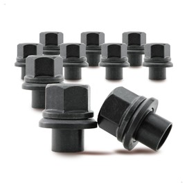 PSGSP Two-Piece 19mm Sleeve Flanged Wheel Nuts 10PCS, M22x1.5 Hex:33mm Black for Heavy Duty Truck Semi Truck Fit Steel Dual Wheels with Hub Piloted Seat & 26mm Bolt Hole Size