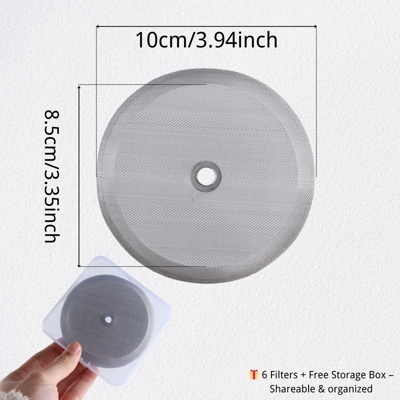 6 Pcs Stainless Steel French Press Replacement Filters 4 Inch