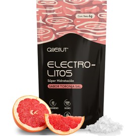 Quenut - Electrolitos en Polvo 48 Sobres Sin Azúcar, Hidratación - Sabores Naturales, 1000 mg Sodio, 60 mg Magnesio, 200 mg Potasio, Vitamina complejo B, C y E. (48 sobres, Sabor Toronja)