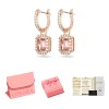 Aretes Plata Largos Oro Gema Rosa Y Diamantes Elegancia