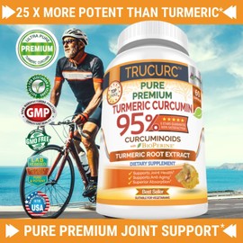 Trucurc Turmeric Curcumin with Black Pepper Supplement with 95% Pure Curcumin - Potent Joint Support Supplement - Max Absorption for Natural Joint Health Support - 60 Turmeric Capsules